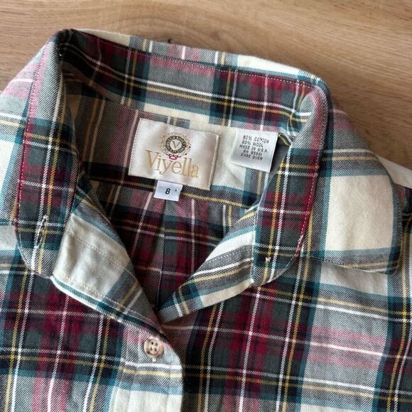 Viyella Men’s Stewart Tartan Plaid Wool Blend Flannel Button Up Shirt Small - Picture 6 of 6